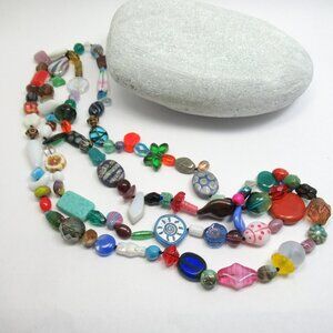 Vintage bead necklace on silk